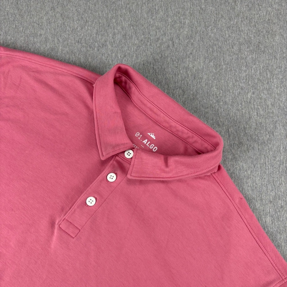 ALGO Golf Polo Mens XL Pink Short Sleeve Performance Polo Shirt Casual Sport - Picture 1 of 8
